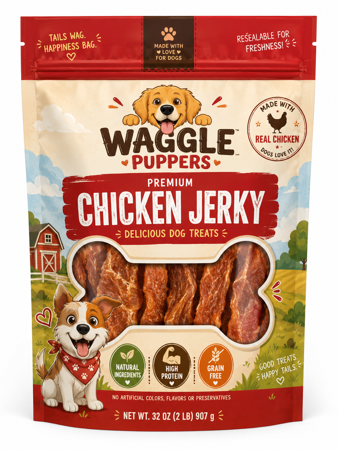 Custom pet food pouch for chicken jerky dog treats